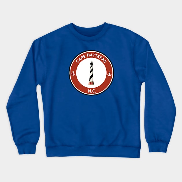 Cape Hatteras Lighthouse Red Circle Crewneck Sweatshirt by Trent Tides